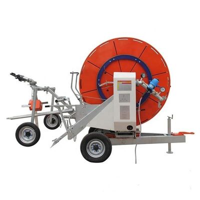 Irrigatore di viaggio agricolo durevole Macchina di irrigazione a bobina di tubo rigido con sprinkler a grande impatto