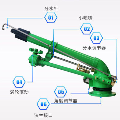 Pistola automatica rotante a spruzzatore a lungo raggio 50 Turbo Vortex Spray Gun per spruzzatori agricoli Altri irrigazioni per l'irrigazione