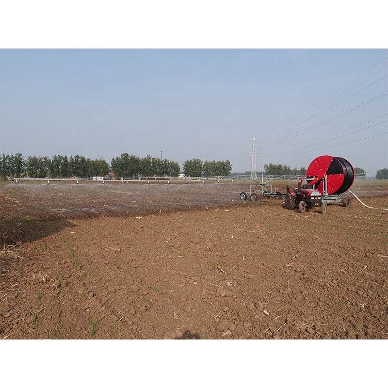 Spray Far Farm Sistema di irrigazione con cannone a pioggia a bobina di tubo di scarico automatico mobile di acqua con traliccio di cintura Sprinkler di viaggio GP75-300