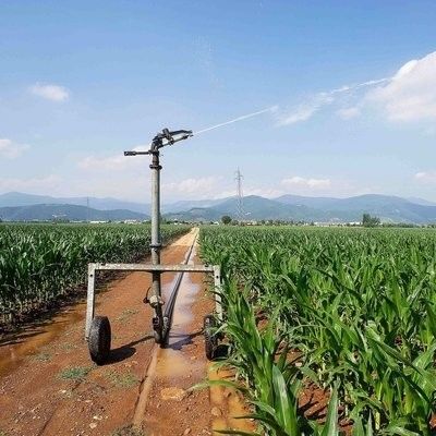 Irrigatore a bobina di tubo attrezzatura di irrigazione automatica versatile con schemi di spruzzatura regolabili diametro 236cm tecnologia IoT
