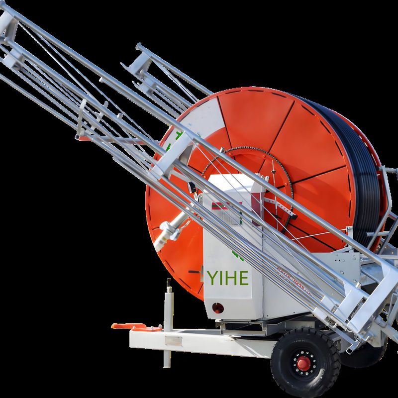 Potenza e versatilità di rilascio Sistema di irrigazione a bobina di tubo 86 KG Peso 236 cm Diametro supporto a traliccia spray regolabile