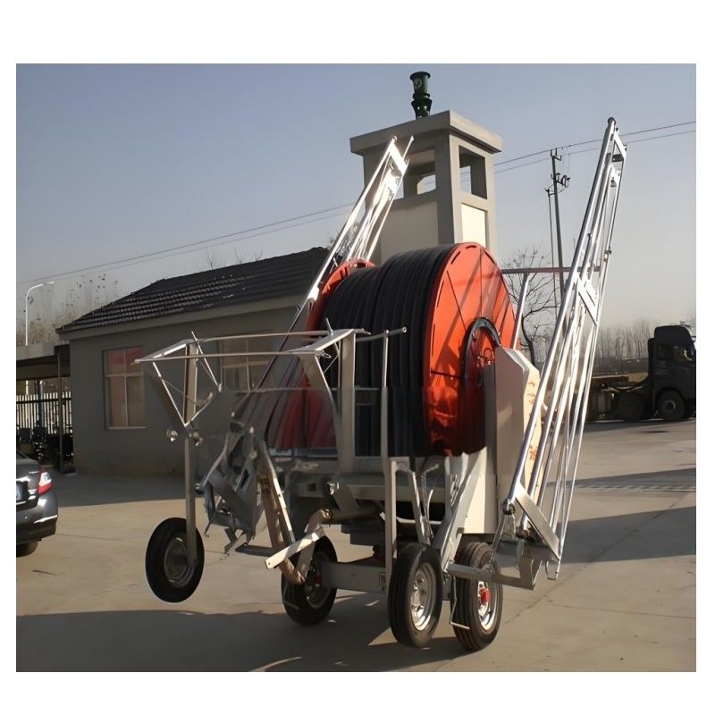 Soluzione per l'agricoltura intelligente Macchina di irrigazione automatica a turbina idrica autopropulsata con tubo a bobina con sistema IoT Truss Boom